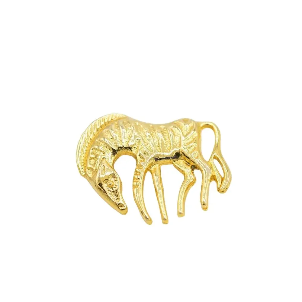 Vintage Zebra Brooch Pin Gold Tone African Striped Zoo Animal NOS 1980s 9B